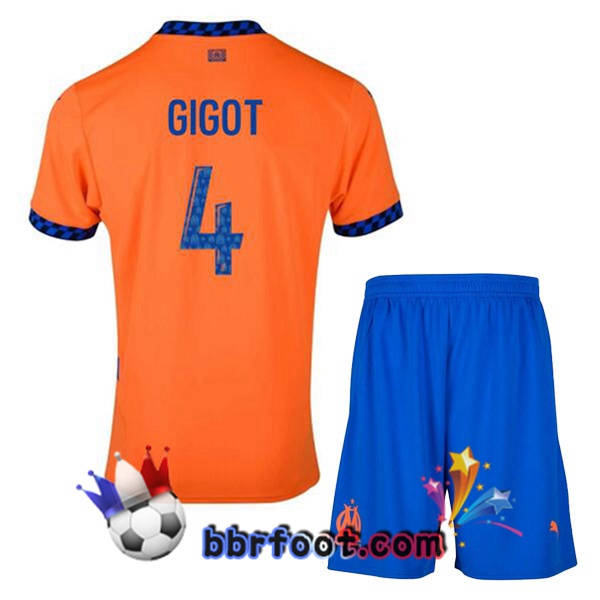 Maillot Foot Marseille OM (GIGOT 4) Enfant Third Orange 2024/2025