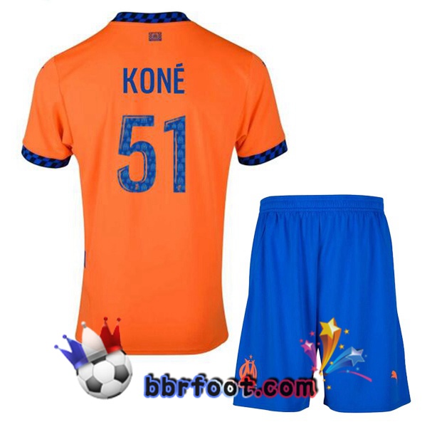 Maillot Foot Marseille OM (KONÉ 51) Enfant Third Orange 2024/2025