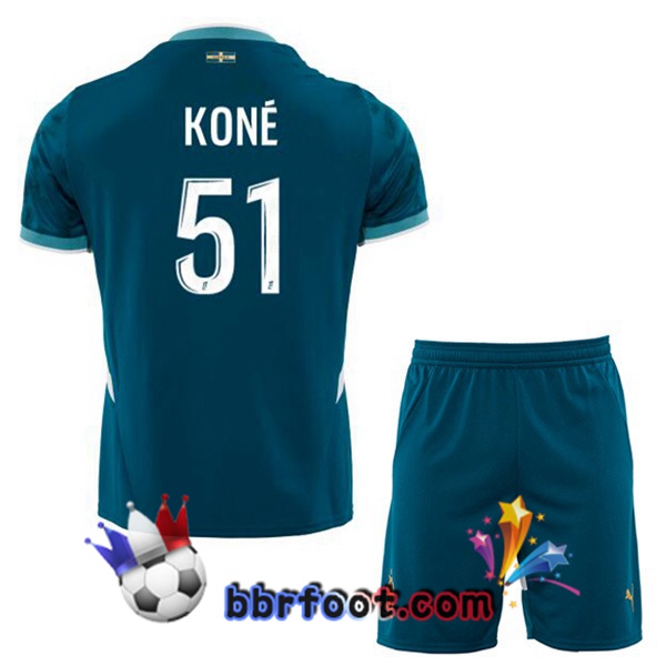 Maillot Foot Marseille OM (KONÉ 51) Enfant Exterieur Bleu 2024/2025