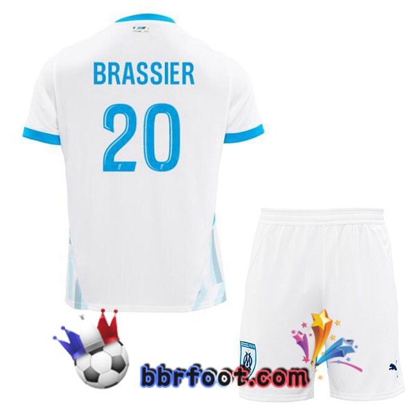 Maillot Foot Marseille OM (BRASSIER 20) Enfant Domicile Blanc 2024/2025