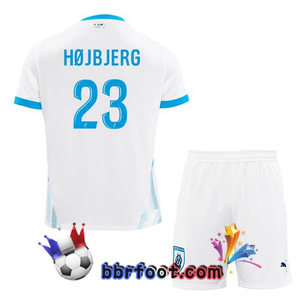 Maillot Foot Marseille OM (HØJBJERG 23) Enfant Domicile Blanc 2024/2025