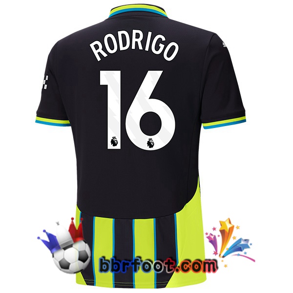 Maillot Foot Manchester City (Rodrigo 16) Exterieur Vert Noir 2024/2025 Maillot Foot Manchester City (Rodrigo 16) Exterieur Vert Noir 2024/2025