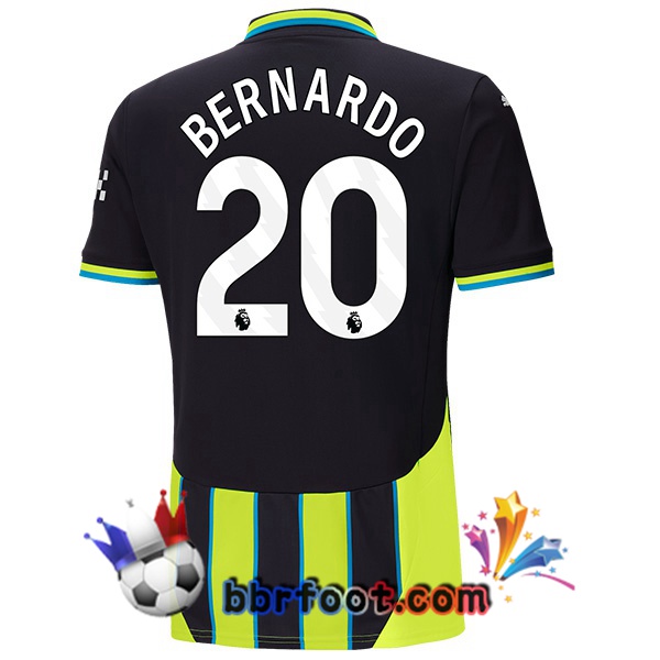 Maillot Foot Manchester City (Bernardo Silva 20) Exterieur Vert Noir 2024/2025