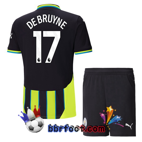 Maillot Foot Manchester City (Kevin De Bruyne 17) Enfant Exterieur Vert Noir 2024/2025