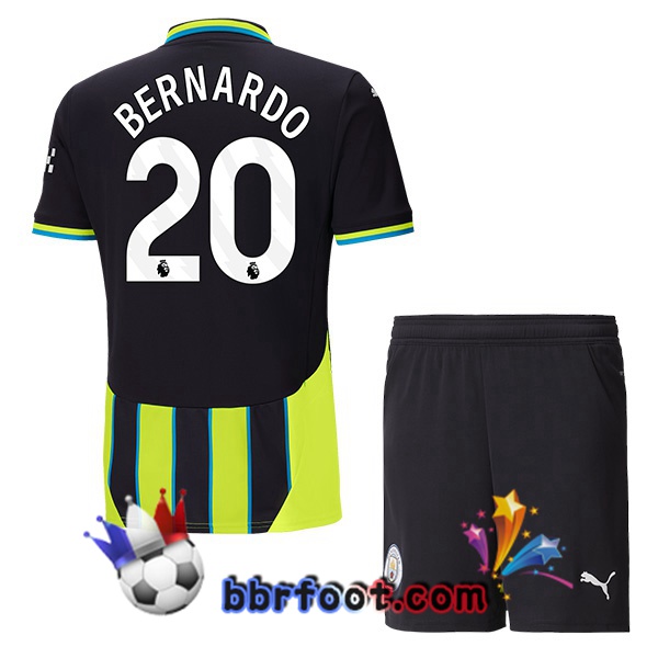 Maillot Foot Manchester City (Bernardo Silva 20) Enfant Exterieur Vert Noir 2024/2025