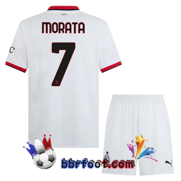 Maillot Foot AC Milan (Morata 7) Enfant Exterieur Blanc 2024/2025