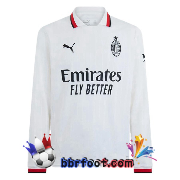 Maillot Foot AC Milan Exterieur Manche Longue Blanc 2024/2025