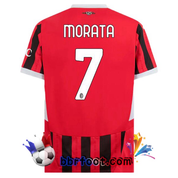 Maillot Foot AC Milan (Morata 7) Domicile Rouge Noir 2024/2025
