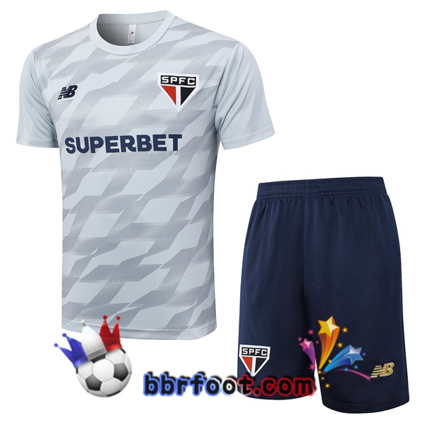 Ensemble Training T-Shirts Sao Paulo FC + Shorts Gris 2024/2025