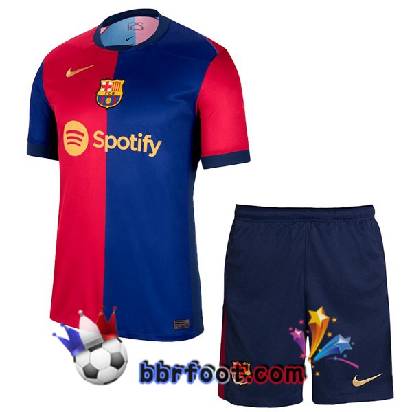Maillot Foot FC Barcelone Enfant Spotify Domicile Bleu Rouge 2024/2025