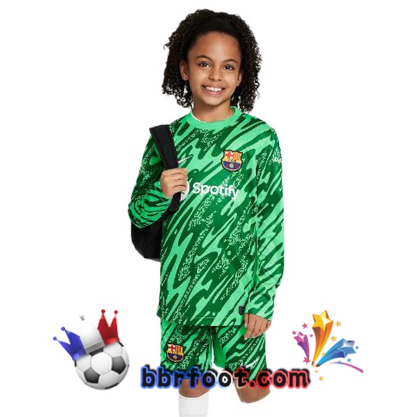 Maillot Foot FC Barcelone Enfant Gardien de but Manche Longue Spotify Vert 2024/2025