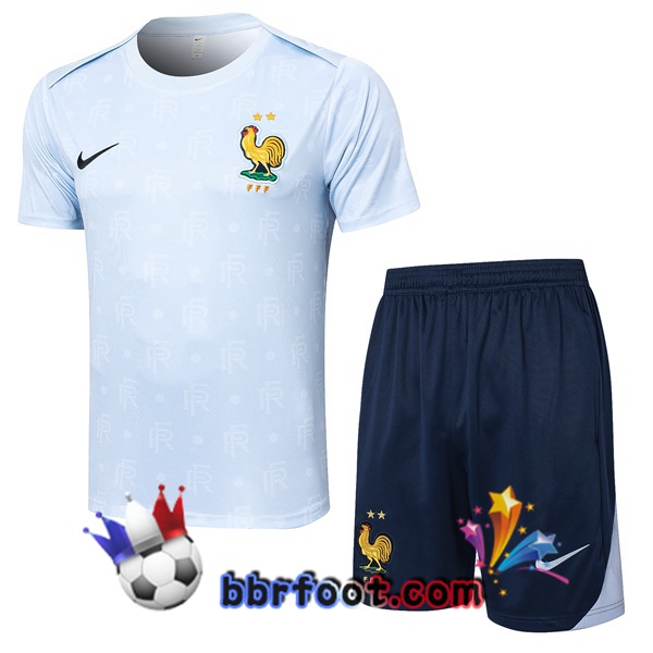 Ensemble Training T-Shirts France + Shorts Bleu 2024/2025