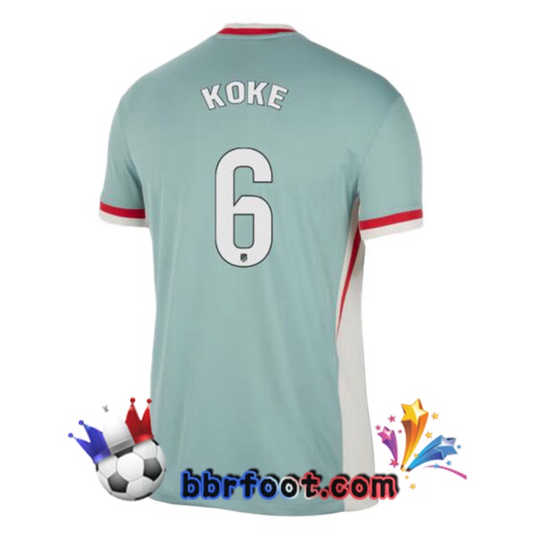 Maillot Foot Atletico Madrid (KOKE 6) Exterieur Vert 2024/2025
