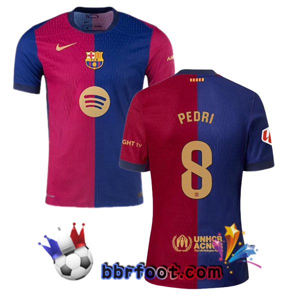 Maillot Foot FC Barcelone (PEDRI 8) Domicile Bleu Rouge 2024/2025