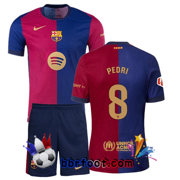 Maillot Foot FC Barcelone (PEDRI 8) Enfant Domicile Bleu Rouge 2024/2025