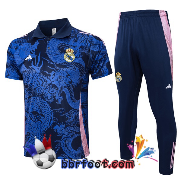 Polo Foot Real Madrid + Pantalon Bleu Royal 2024/2025