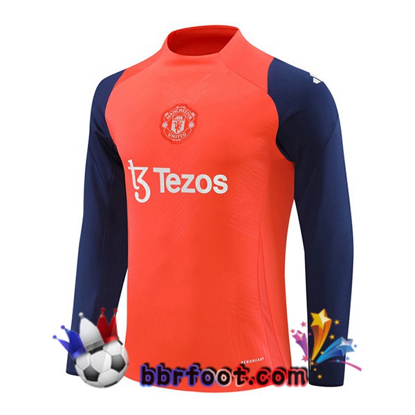 Sweatshirts Homme Manchester United Orange 2024/2025 Sweatshirts Homme Manchester United Orange 2024/2025