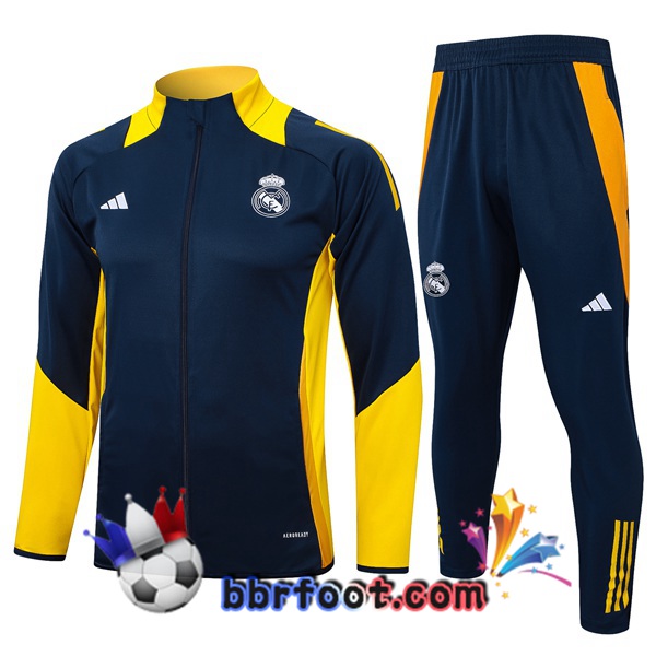 Survetement Foot - Veste Real Madrid Bleu Royal Jaune 2024/2025