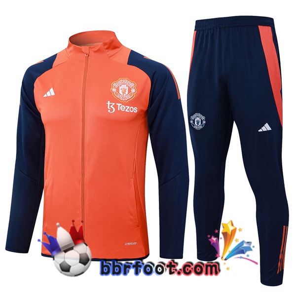 Survetement Foot - Veste Manchester United Orange 2024/2025