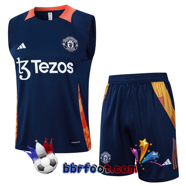 Gilet Foot Manchester United + Shorts Bleu Royal 2024/2025