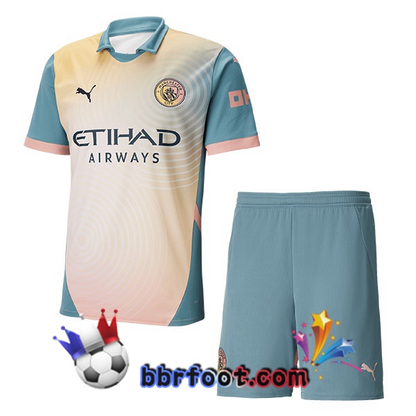 Maillot Foot Manchester City Enfant Definitely City Jaune Bleu 2024/2025