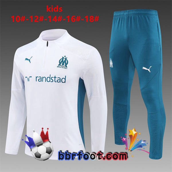 Survetement Foot Marseille OM Enfant Blanc 2024/2025