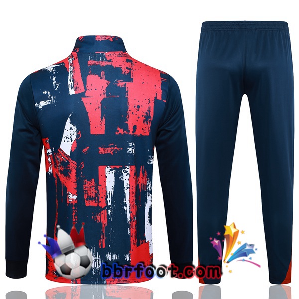 Survetement Foot - Veste Paris PSG Bleu Royal Rouge 2024/2025