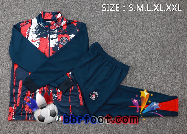 Survetement Foot - Veste Paris PSG Bleu Royal Rouge 2024/2025