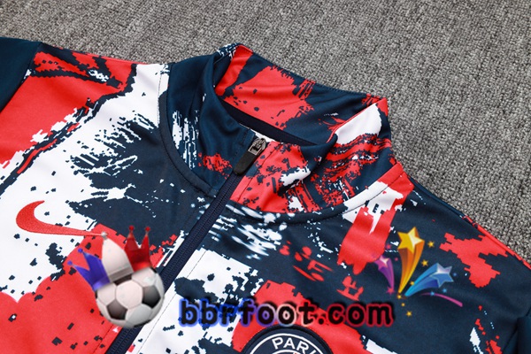 Survetement Foot - Veste Paris PSG Bleu Royal Rouge 2024/2025