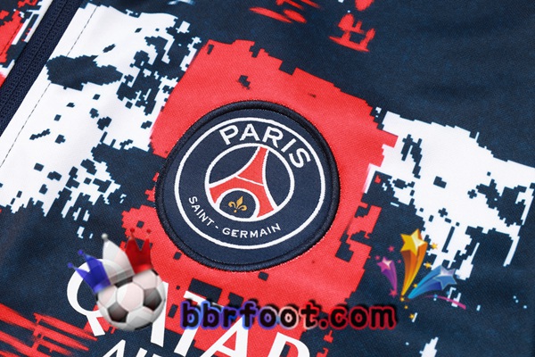 Survetement Foot - Veste Paris PSG Bleu Royal Rouge 2024/2025