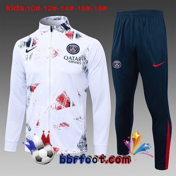 Survetement Foot - Veste Paris PSG Enfant Blanc 2024/2025