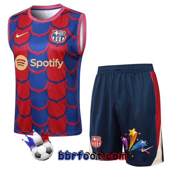 Gilet Foot FC Barcelone + Shorts Rouge Bleu 2024/2025
