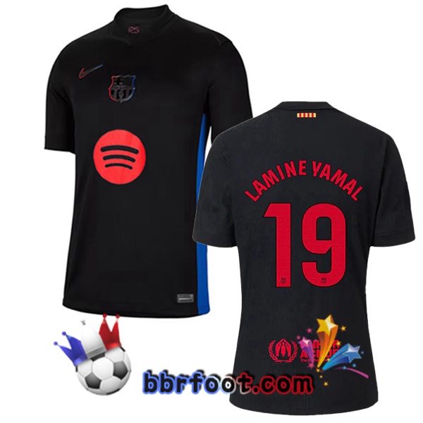 Maillot Foot FC Barcelone (LAMINE YAMAL 19) Exterieur Noir 2024/2025