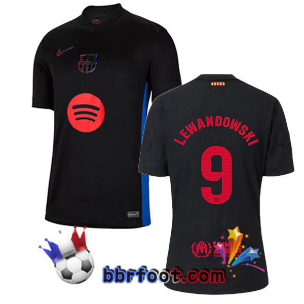 Maillot Foot FC Barcelone (LEWANDOWSKI 9) Exterieur Noir 2024/2025