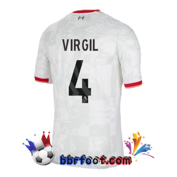 Maillot Foot FC Liverpool (VIRGIL 4) Third Blanc 2024/2025 Maillot Foot FC Liverpool (VIRGIL 4) Third Blanc 2024/2025