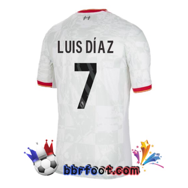 Maillot Foot FC Liverpool (LUIS DÍAZ 7) Third Blanc 2024/2025