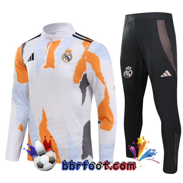Survetement Foot Real Madrid Blanc Jaune 2025/2026