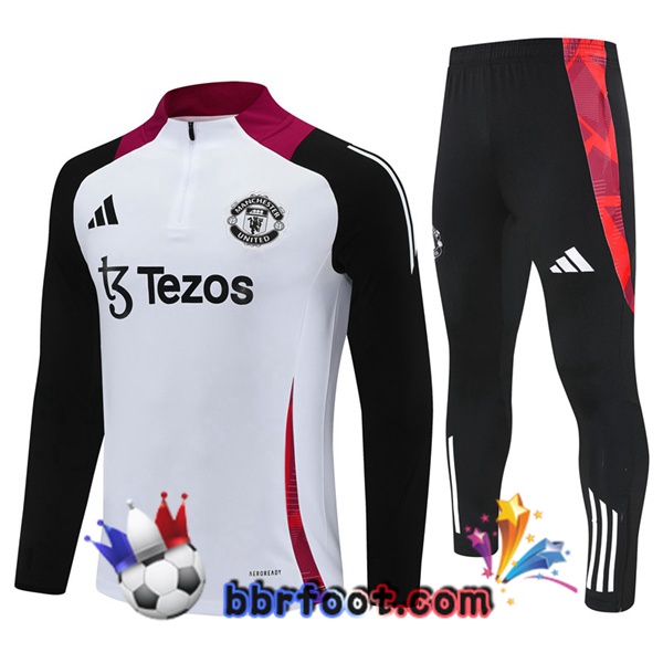 Survetement Foot Manchester United Blanc Noir 2025/2026