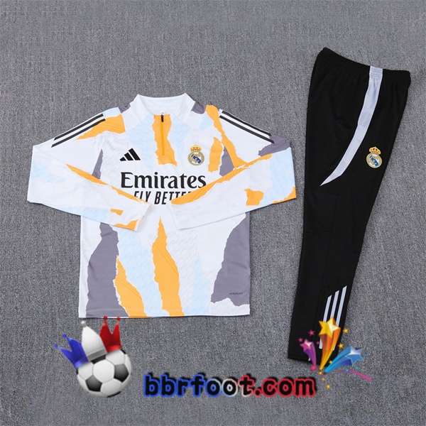 Survetement Foot Real Madrid Blanc Jaune 2025/2026