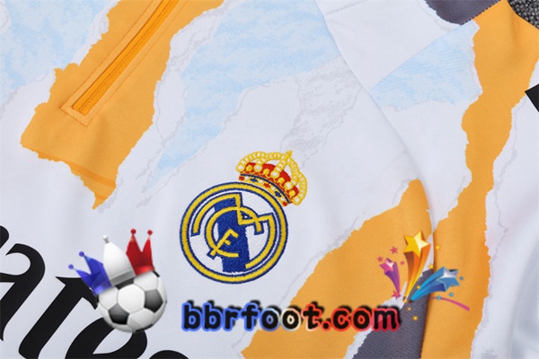 Survetement Foot Real Madrid Blanc Jaune 2025/2026