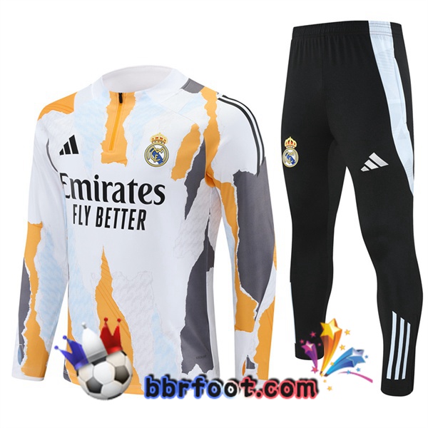 Survetement Foot Real Madrid Blanc Jaune 2025/2026