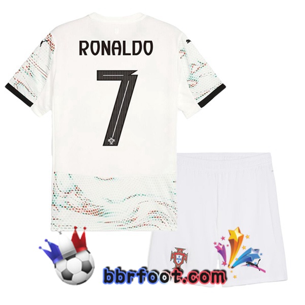 Maillots Equipe De Portugal (RONALDO 7) Enfant Exterieur Blanc 2025/2026