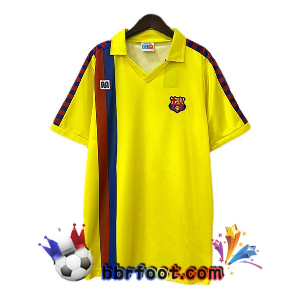 Maillot Foot FC Barcelone Retro Exterieur Jaune 1982-1984