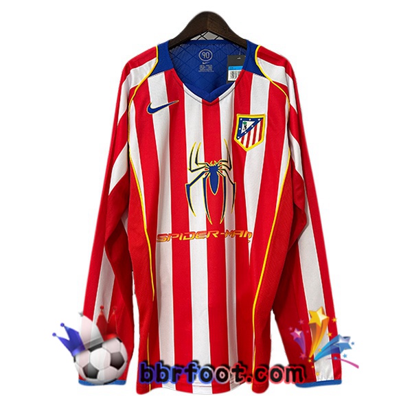 Maillot Foot Atletico Madrid Retro Domicile Manche Longue Rouge 2004-2005