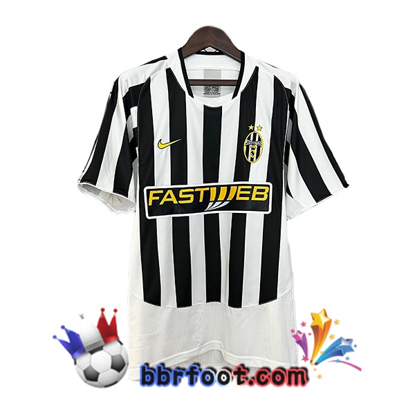 Maillot Foot Juventus Retro Domicile Noir Blanc 2003-2004