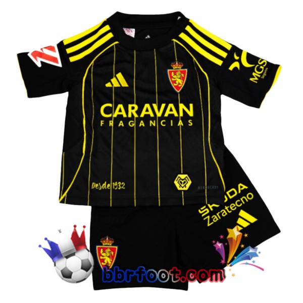 Maillot Foot Real Zaragoza Enfant Exterieur Noir 2025/2026 Maillot Foot Real Zaragoza Enfant Exterieur Noir 2025/2026