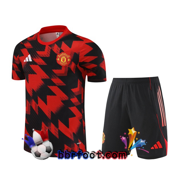 Ensemble Training T-Shirts Manchester United + Shorts Noir Rouge 2025/2026 Ensemble Training T-Shirts Manchester United + Shorts Noir Rouge 2025/2026