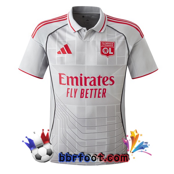 Maillot Foot Lyon OL Third Gris 2025/2026 Maillot Foot Lyon OL Third Gris 2025/2026
