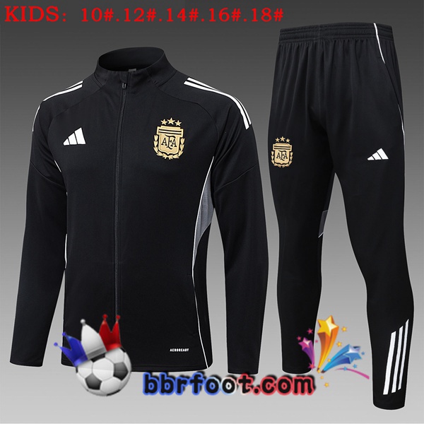Survetement Foot - Veste Argentine Enfant Noir 2025/2026