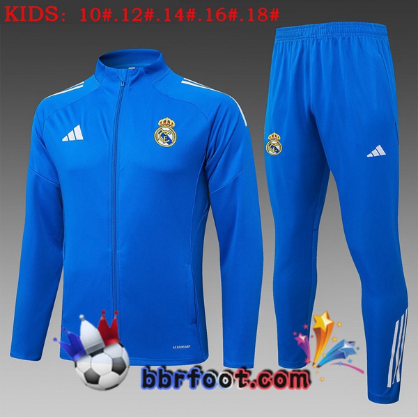 Survetement Foot - Veste Real Madrid Enfant Bleu 2025/2026 Survetement Foot - Veste Real Madrid Enfant Bleu 2025/2026